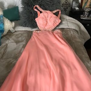 Pink coral prom dress